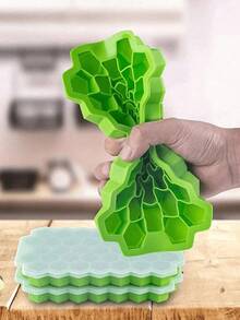 Molde de silicona para cubitos de hielo en forma de panal de 37 cavidades con tapa, molde para hacer hielo, bandejas de cubitos de hielo apilables y creativas, molde de cubitos de hielo de fácil extracción, temporada de regreso a clases - Multicolor - Ver 10