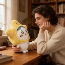 Series Small Standing Plush Doll With Star Hat Hachiware Stuffed Doll, Birthday/Holiday Gift - Blue and Yellow - View 4