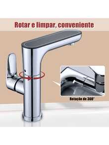 Torneira Misturador Monocomando Banheiro Inteligência Led Acabamento Brilhante Cor Prateado - Falar - Visão 7