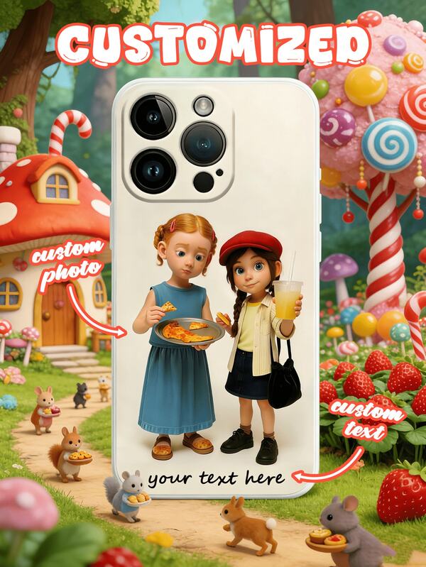 Cute And Durable Fairy Tale Phone Case, AI-Generated Soft Cartoon Image With Customizable Text, TPU Soft Edge Anti-Fall Anti-Fingerprint Non-Yellowing, Stays Clear And Adorable For Daily Long-Term Use, Compatible With IPhone & Galaxy
