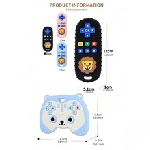 Set de 2 piezas de juguete de dentición en forma de control de juego de dibujos animados y león para bebés de 3 meses en adelante, de silicona suave - Multicolor - Ver 3