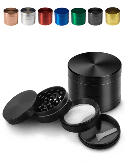 Multi-Functional 4-Layer Zinc Alloy Herb Grinder - Metal Round Kitchen Tool, No Power Required, Available In Various Colors, Portable Metal Tobacco Grinder, Uniquely Designed And Easy To Carry, Perfect For Enjoying A High-Quality Tobacco Experience Anytime, Anywhere, A Great Gift For Friends Or A Valentine's Day Gift.