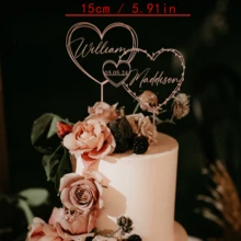 Customizable Gold Heart Shaped Wedding Cake Topper, Suitable For Weddings, Anniversaries And Other Occasions - F-heart Cake Stick Label - View 17