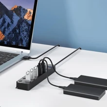 1个USB 3.0集线器，7端口USB集线器分线器，带独立开/关开关和指示灯，兼容USB-C笔记本电脑（如Pro、iMac、iPad Pro）和其他USB-C设备 - 彩色 - 查看 6