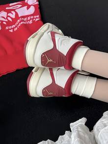 Nike Jordan Legacy 312 馬年限定 貼合舒適百搭休閒 高筒 GS 板鞋 男女同款 - 米白色/紅色 - 查看 5