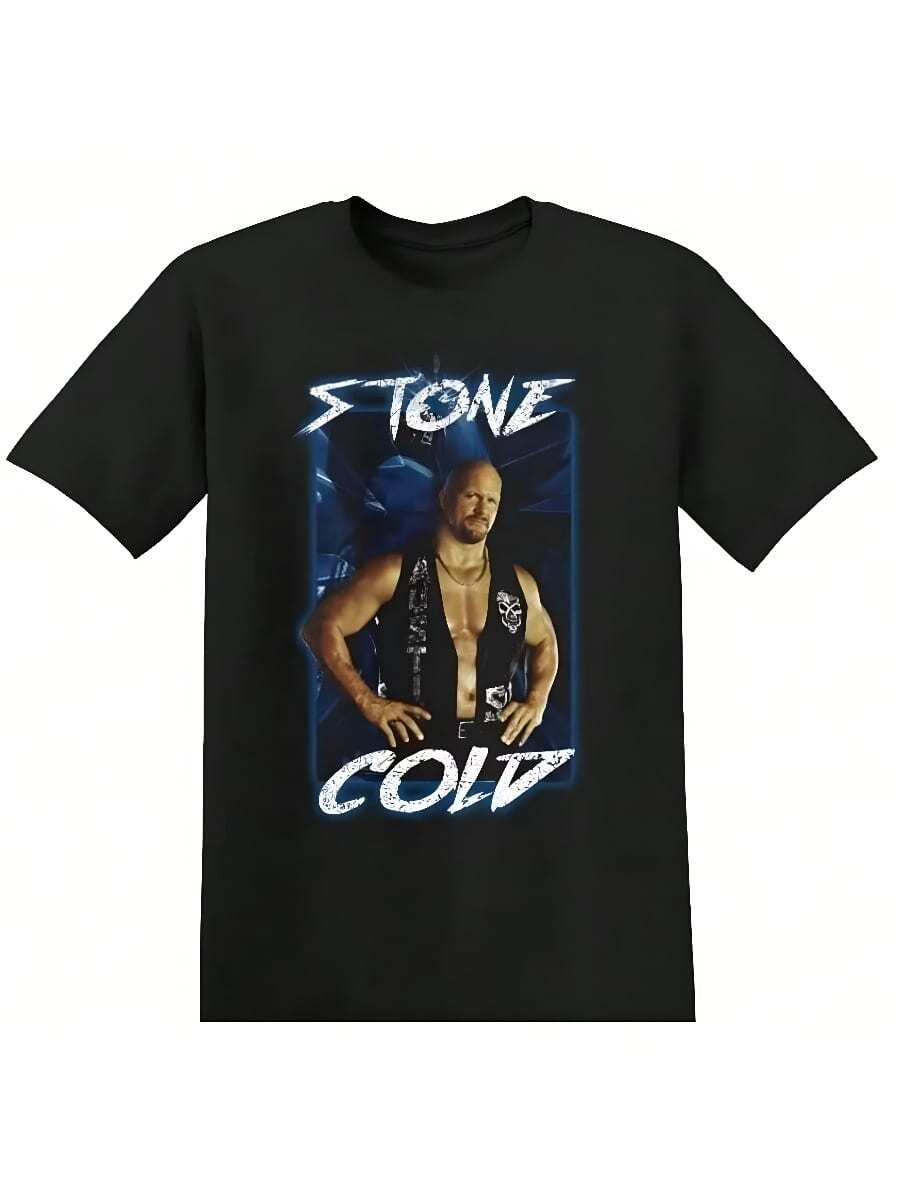 COOL SUMMER The Rock Wrestling T-Shirt Black WWE Jeff Hardyss Wrestling Tee Randy Orton Ray Mysterio Wrestling T-Shirt WWE Oversize Casual Top1 - 黑色 - 查看 1