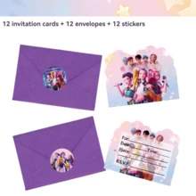 KPOP Demon Hunter Party Invitation Set - Set Includes 12 Fill-In Cards, 12 Envelopes, And 12 Stickers, With Cute Cartoon-Themed Birthday Invitations - Multicolor - View 6