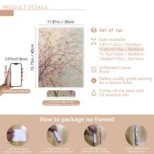 1幅现代樱花帆布艺术海报，抽象花卉风景画，当代魅力风格，春/冬主题，带框或不带框，房间装饰，家居装饰，理想的乔迁礼物，大学宿舍公寓装饰，酒店，家庭，客厅，卧室，浴室和办公室墙面装饰礼品 - A - 查看 20