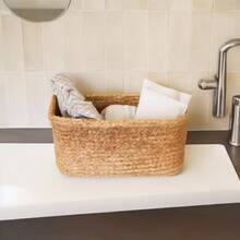 1 Stück natürlicher Kürbis Gras Aufbewahrungskorb mit großer Kapazität, ländlicher Stil gewebter Organizer Behälter für Wohnzimmerregal, Badezimmer, Taschentücher, Schreibtisch, Kosmetik, Spielzeug, Schlüssel, Heimdekoration, Valentinstag, Ostern, Schulanfang - Verschiedenfarbig - Übersicht 8