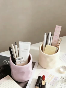 1 pezzo Portapenne da scrivania carino, organizer elegante per cancelleria e pennelli da trucco, adatto per uso in ufficio, portapenne e scatola di stoccaggio creativa per scrivania, contenitore per matite e cancelleria, organizer accessori da scrivania alla moda, strumento di stoccaggio per la classe, forniture per il ritorno a scuola, decorazione per scrivania domestica, portapenne multifunzionale, adatto per bambini e adulti. - Multicolore - Visualizzare 3