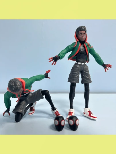 Marvel Across The Spinne-Verse Miles Morales Spinne-Man Doppelkopf Actionfigur Spielzeug, Sammlerstück, Geburtstagsgeschenk, Partyfavoritengeschenk, Schreibtischdekoration, Teenager Spielzeug, Halloween Geschenk, Ostergeschenk, Schüler Grundausstattung, für viele Szenarien geeignet!