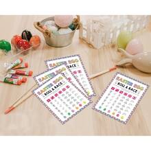 50 Piezas/30 Piezas Juego de Cartas de Dados para Rodar Huevos de Pascua, Juegos Familiares de Pascua, Juegos de Huevos de Pascua, Actividad de Rodar Dados, Suministros para Fiestas de Pascua, Recuerdos de Fiestas de Pascua, Actividades Familiares, Juego Grupal Divertido para la Familia - Multicolor - Ver 4