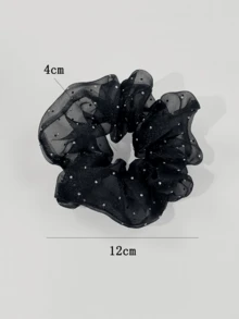 1/2/4个装大肠形发圈，女士水钻网状发绳，简约马尾辫发圈 - 彩色 - 查看 3