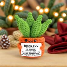 4pcs/Set Handmade Crochet Desktop Decor Ornaments, Cute Potted Plant Dolls, Great Birthday Gift For Best Friends, Sisters, Moms, Grandmas, Coworkers, Family, Keychain, Positive Emotion Support, Christmas, Valentine's Day, Thanksgiving, Room Decor, Plush Toys - Multicolor - View 15