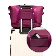 带可拆卸轮子的拉杆旅行包，可扩展女士行李包，可折叠拉杆登机箱，登机箱，男女通用礼品袋 - 彩色 - 查看 12