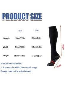 男女通用压缩袜，1/2/4 双装，采用尼龙涤纶混纺针织面料，贴合腿部曲线，为瑜伽、马拉松、滑雪、网球、足球、健身、篮球等运动提供支撑，可机洗。 - 彩色 - 查看 3