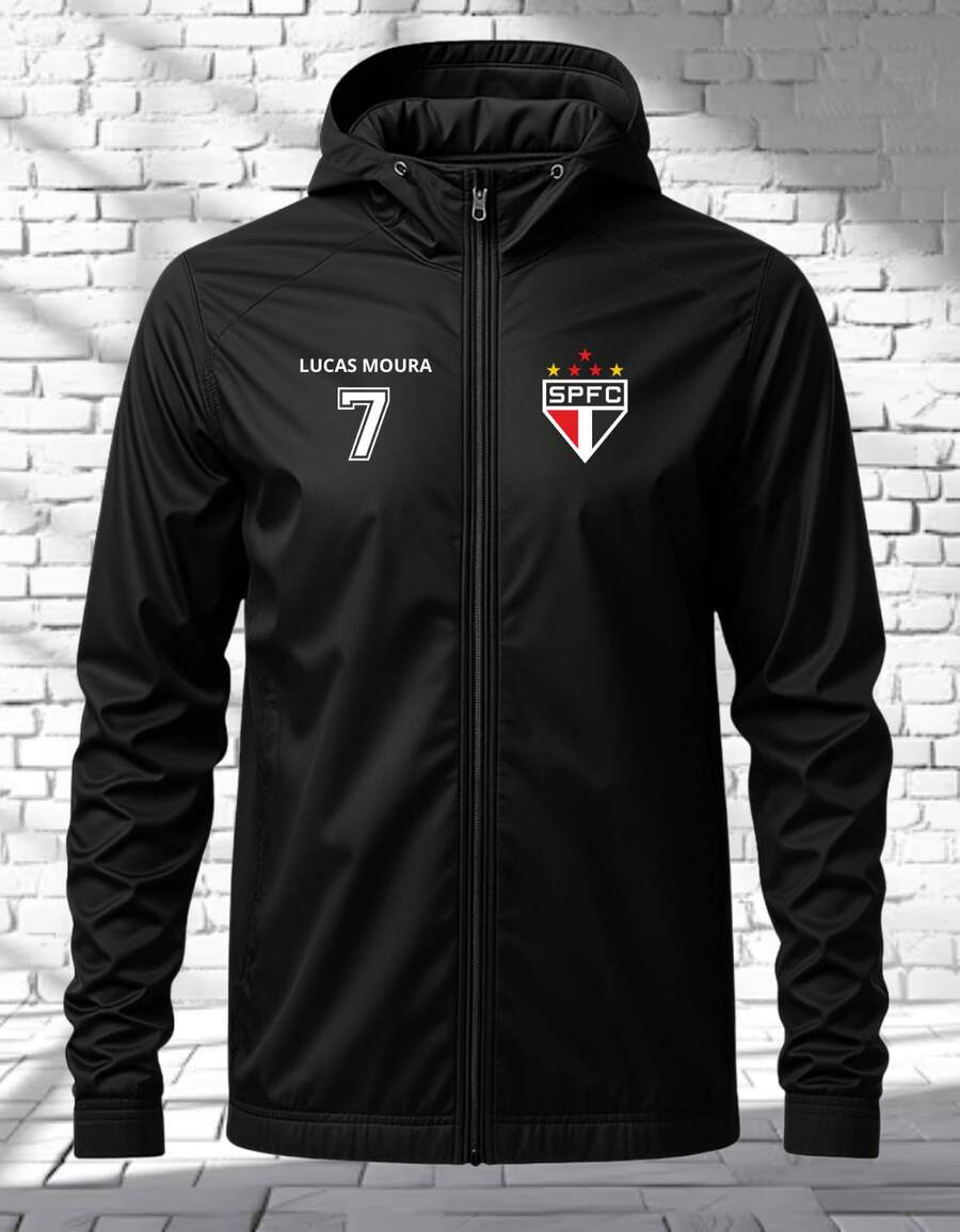 São Paulo Windbreaker Jacket, Waterproof, Jacket With Player's Name - NEGRO/LUCAS - Ver 1
