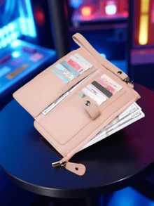 1 pieza Cartera larga Minnieing Mouseing - Portacartas de gran capacidad con múltiples compartimentos, bolsillos con cremallera y diseño de estampado de dibujos animados para uso diario - Multicolor - Ver 5