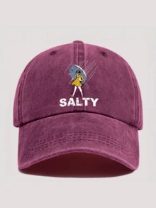 1pc/2pcs Salty Letter Design Printed Y2K Streetwear Baseball Cap With Detachable Umbrella & Crossbody Bag, Adjustable Unisex Hat & Shoulder Bag, Gift For Yourself And Friends - Multicolor - View 22