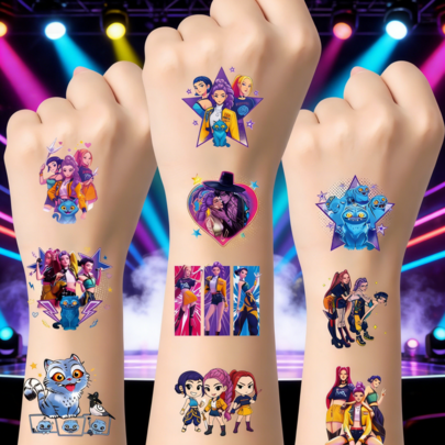 25 fogli/1 confezione di adesivi del gruppo di streghe cacciatrici di demoni a tema cartoni animati, stile K-pop, colorati e di alta qualità, adesivi anime cartoni animati e graffiti creativi (stile casuale, stile inviato a caso)