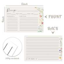 Tarjetas de recetas en blanco - Diseño de arte lineal, adecuadas para cocinar, despedida de soltera, boda, tarjetas de recetas de doble cara para despedida de soltera - Multicolor - Ver 4