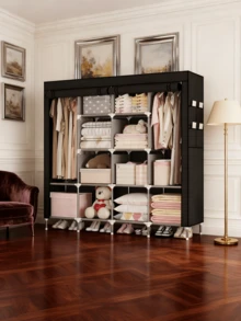 1pc Modern-Style Foldable Roller Door Wardrobe, Large-Capacity With Multiple Compartments And Pockets Storage Rack, Easy To Assemble, Durable And Space-Saving, Clothes Storage Cabinet For Bedroom, Dormitory And Home Use, Available In Multiple Colors, Essential Storage Solution For Dormitories - Multicolor - View 7