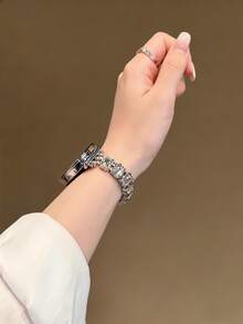 18mm/20mm/22mm 水钻表带，长度可调节，兼容三星 Galaxy、Garmin、Amazfit 等手表型号，柔软透气。 - 方塊銀鑽 - 查看 7
