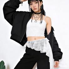 1pc Lace Trim Thong Panty Garter Skirt, Tie-Up Waist Skirt For Dance - Multicolor - View 4