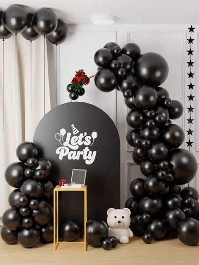 14/34/64/103/163/236pcs Black Thick Latex Balloons, Different Sizes Of 18 12 10 5 Inch Black Balloons Arch Kit Garland For Shower Birthday Gender Reveal Graduation Wedding Anniversary Retirement Halloween New Year Casino Gaming Bachelor Party Decorations