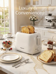SOKANY 2pcs Electric Toaster, Extra Wide Slots, Stainless Steel, 6 Shade Settings, 700W, Compact Design, Removable Crumb Tray And Cancel Button, Auto-Eject, Easy Clean, Suitable For Dorm, Home And Apartment, Toast Bread, Bagels, Waffles, White - EU E Type Plug(220-240V) - View 7
