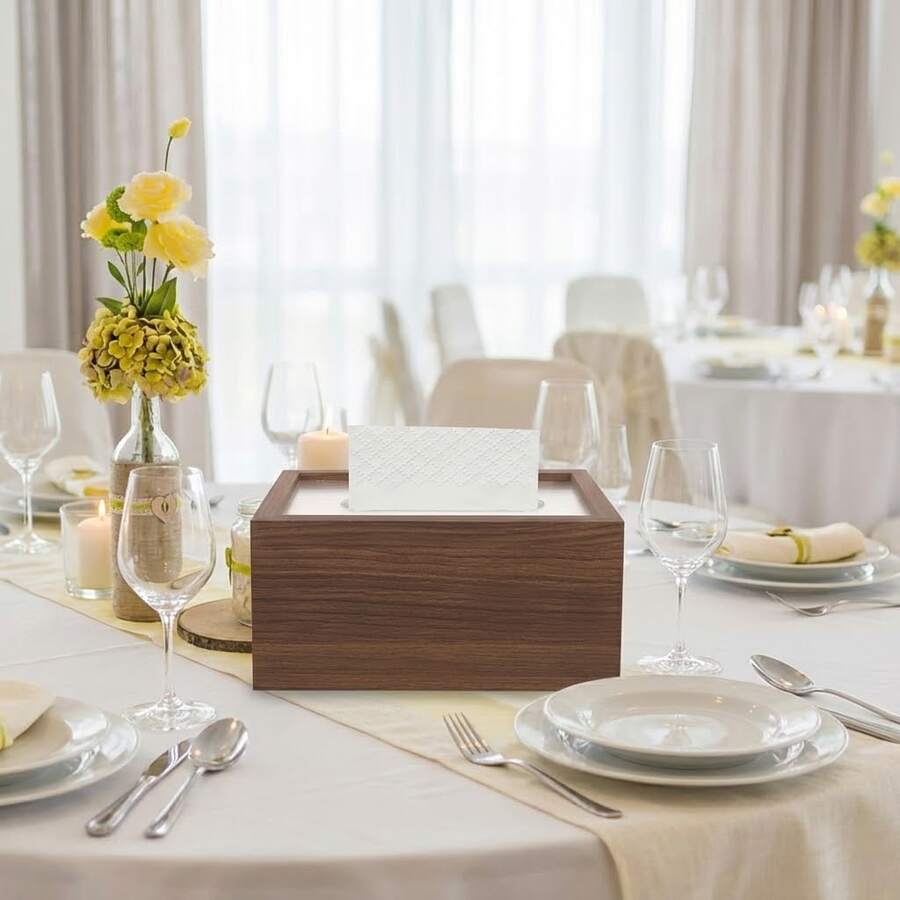 Faux Wood Grain Tissue Box With Dust Cover, Simple Design For Home, Dining Table, Living Room - Multicolor - View 1