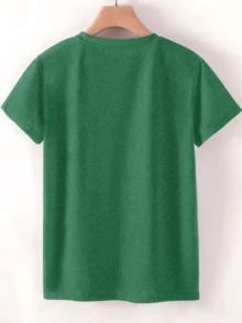 Cottontail Candy Company Retro Bunny Print Cute Festive Easter Graphic Tee Spring Casual Wear For Holiday Lovers &  Women Easter Essential Vintage Top 180g Women's T-Shirt - 綠色 - 查看 2