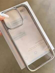 1个电镀透明极简全包覆TPU防震手机壳，兼容 17、16、15、14、13、12、11 Pro Max、Air - 白色 - 查看 4