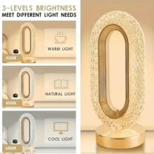 星月触摸感应灯，三色床头水晶灯，可爱氛围LED床头灯，适用于卧室、客厅、办公室、餐厅、户外露营假期 - 情人节快乐 - 多色光 - 查看 10