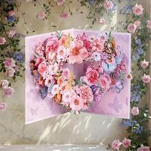 1pc 3D Pop-Up Floral & Butterfly Greeting Card, Suitable For Mother's Day, Birthday, Anniversary, Valentine's Day, Thanksgiving, Versatile Floral Theme Card For Any Recipient - A - View 4