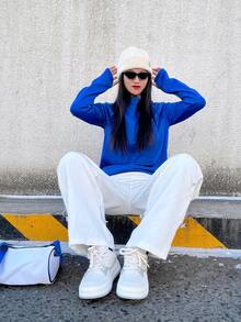 Nike Dri-Fit Pacer 纯色印花半拉链高领长袖插肩T恤，复古风格，海军蓝，男款 - 寶藍色 - 查看 7