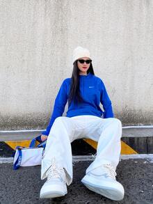 Nike Dri-Fit Pacer 纯色印花半拉链高领长袖插肩T恤，复古风格，海军蓝，男款 - 寶藍色 - 查看 6