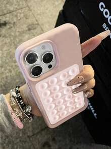 1pc Pink Minimalist Full Coverage TPU Shockproof Phone Case Compatible With Apple 17, 16, 15, 14, 13, 12, 11 Pro Max, Air - Pink - View 3