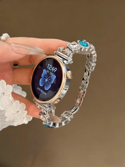 18mm, 20mm, 22mm Star Rhinestone Watch Band, Adjustable Length Compatible With Samsung Galaxy, And Other Brands, Breathable