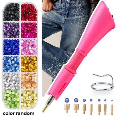cgelaero Kit aplicador de rhinestones de termofijación, kit, kit Bedazzler con rhinestones, juego de herramientas de fijación de rhinestones de termofijación, juego de pistola de fijación por calor para ropa, tela, ropa, gorras, vaqueros, regalo