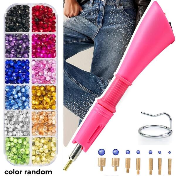 cgelaero Hotfix Rhinestones Applicator Kit, Kit,Bedazzler Kit With Rhinestones, Hot Fix Rhinestone Setter Tool Kit, Heat Fixed Machine Gun Set For Clothes Fabric Clothing Caps Jeans,Gift