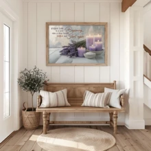 1 pieza Decoración de arte de estilo morado lavanda para pared de baño, pintura de decoración del hogar moderna adecuada para sala de estar, dormitorio, baño, habitación de niña, arte de pared con cita inspiradora - Multicolor - Ver 6