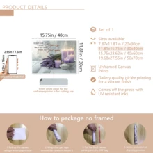 1 pieza Decoración de arte de estilo morado lavanda para pared de baño, pintura de decoración del hogar moderna adecuada para sala de estar, dormitorio, baño, habitación de niña, arte de pared con cita inspiradora - Multicolor - Ver 14