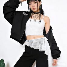 1pc Lace Trim Thong Panty Garter Skirt, Tie-Up Waist Skirt For Dance - Multicolor - View 3