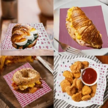 50张蜡纸食品烘焙包装纸，5种蛋糕包装纸防油食品包装纸，条纹爱心玫瑰礼品包装纸，适用于汉堡、三明治、薯条、蛋糕、糖果、牛轧糖、一般烘焙、野餐篮衬里、点心包装纸 - 彩色 - 查看 10