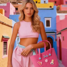 Barbie Large Capacity Boggs Summer EVA Beach Basket Tote Bag, Women's Picnic Handbag With Holes, Waterproof Tote Bag, Shopping Shoulder Bag, Cute Lunch Box Bag, Gift - Rose Red - View 2