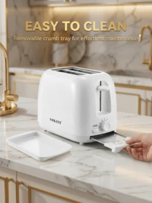 SOKANY Pemanggang Roti Listrik Dua Bagian, Slot Ultra Lebar - Bahan Stainless Steel, Dengan 6 Pengaturan Suhu Pemanggangan, Desain Ringkas 700 Watt, Baki Ampas yang Dapat Dilepas dan Tombol Batal, Otomatis Mengangkat dan Mudah Dibersihkan, Cocok untuk Asrama - Steker Tipe AS A (110-127V) - View 10