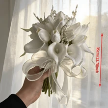 人造马蹄莲新娘捧花、伴娘捧花、婚礼花束，白色仿真花，适合春季、母亲节、复活节、家居装饰、厨房、婚礼装饰 - 彩色 - 查看 14