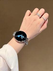 18mm/20mm/22mm 水钻表带，长度可调节，兼容三星 Galaxy、Garmin、Amazfit 等手表型号，柔软透气。 - 方塊銀鑽 - 查看 3