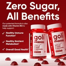Goli® No Sugar Alcohols Zero Sugar Apple Cider Vinegar Gummy – Vitamin B12 Probiotics | 60 Count Vegan Keto Gluten-Free - Kẹo dẻo giấm táo không đường - Xem 6